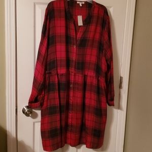 Plaid dress with pockets, plus size